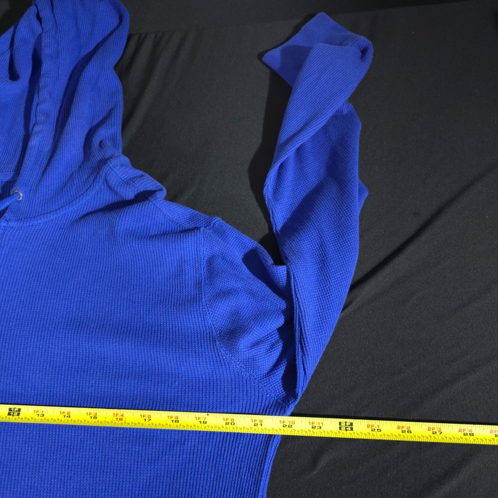 Gap Waffle Knit Hoodie Mens L Blue Full Zip Thermal 918082-00-1 Long Sleeve - Picture 4 of 12